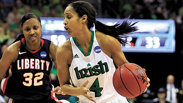 Notre Dame’s Skylar Diggins was the third overall pick in the WNBA Draft Monday night. She was picked by the Tulsa Shock. (Leader photo/File)