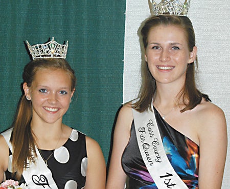 Courtney Kuemin of Cassopolis and Libby Hein of Niles reign over the 162nd Cass County Fair opening today as queen and runner-up. They were crowned Saturday night in the Agnes Gregarek Building from six contestants.