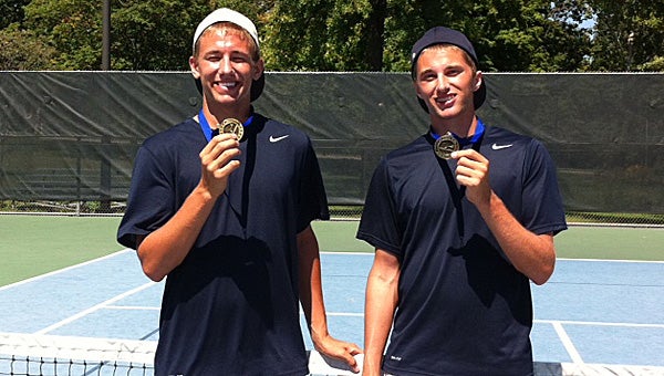 Matt and Brad Miller captured the championship at No. 1 doubles for both the Vicksburg and South Bend St. Joseph invitationals over the weekend. (Leader photo/Provided)