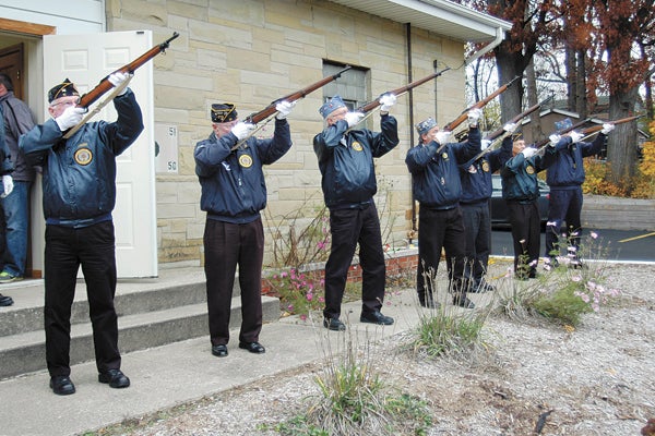 Members of the Buchanan American Legion perform a 21-gun salute on Veterans Day. Leader Photo/CRAIG HAUPERT